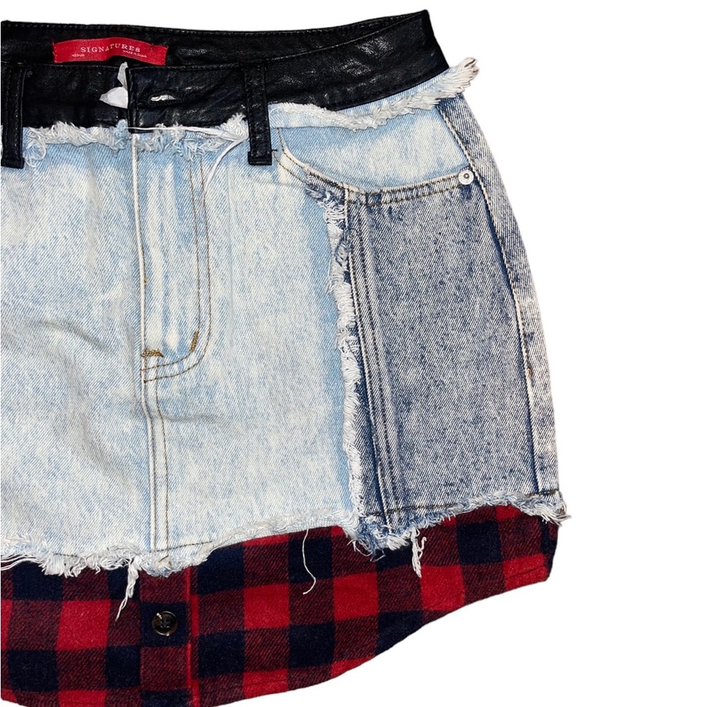 Brand New Plaid and Denim Skirt